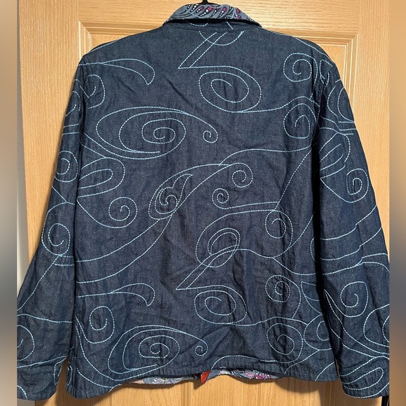 Casual Studio Floral Colorful Quilted Reversible Jacket 100% Cotton Womens Med - Picture 10 of 10